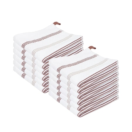 Monarch Brands Premier Dishcloths Striped , Tan, Brown, 144PK SC-DC-STTBR-CS